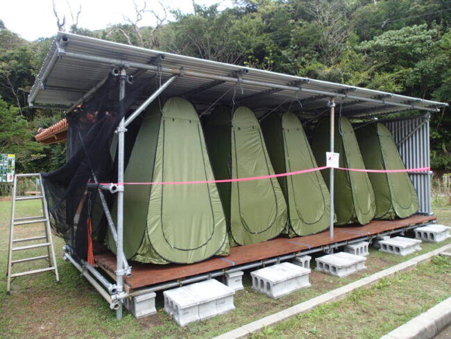 2026年ター滝フィールドセンター新設された更衣テント10個